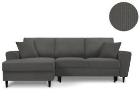 Тъмно сив ъглов велурен диван, ляв ъгъл Jazz - Kooko Home