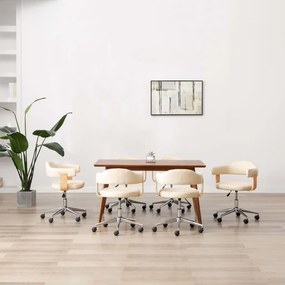 3054898 vidaXL Въртящи се трапезни столове, 6 бр, кремави, изкуствена кожа