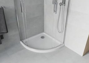 Mexen Rio душ кабина полукръгла 90 x 90 см, прозрачна, хром + корито Flat, бял