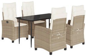 3212805 vidaXL Градински комплект с възглавници, 5 части, бежов полиратан