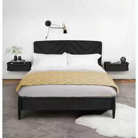 Черно нощно шкафче от дъб Farsta – Woodman