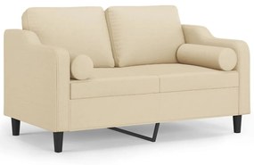 3200839 vidaXL 2-местен диван с декоративни възглавници кремав 120 см плат