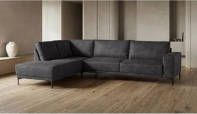 Тъмносив ъглов диван от изкуствена кожа (ляв ъгъл) Copenhagen - Scandic