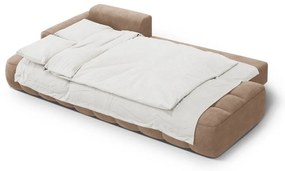 Светлокафяв кадифен сгъваем/с място за съхранение ъглов диван (ляв ъгъл) Linz – Cosmopolitan Design