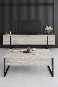Кафе маса Luxe, цвят Травертин Черен