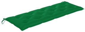 3063326 vidaXL Стифираща градинска пейка с възглавница, 159 см, тик масив