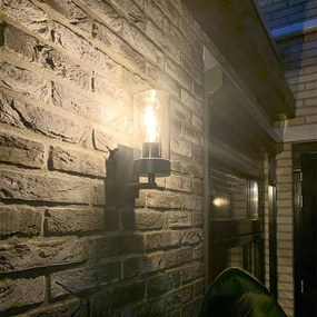 Модерна външна стенна лампа черна с прозрачно стъкло - Rullo