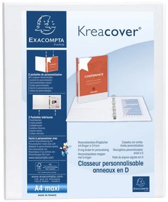 Exacompta Папка Kreacover, А4, с 2 ринга, 3 джоба, PP, 47 mm, бяла