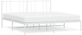 352533 vidaXL Метална рамка за легло с горна табла, бяла, 180x200 см