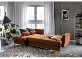 Оранжев ъглов разтегателен диван, ляв ъгъл Scandic Lagom - Miuform