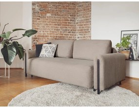 Светлокафяв сгъваем/с място за съхранение диван от рипсено кадифе 244 cm Arcadova – ELTAP