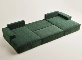 Тъмнозелен шенилов сгъваем/с място за съхранение ъглов диван (U форма) Kyoto – Maison de Rêve