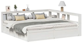 3324452 vidaXL Легло с етажерка за книги, без матрак, 180x200 см, бор масив