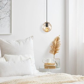 Висящо осветително тяло в златисто със стъклен абажур ø 15 cm Efe – Opviq lights