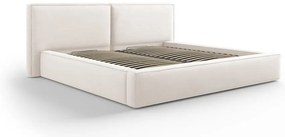 Бежово тапицирано двойно легло с място за съхранение и решетка 140x200 cm Arendal - Cosmopolitan Design