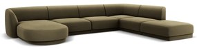 Ъглов диван от зелено кадифе (десен ъгъл/У-образна форма) Miley - Micadoni Home
