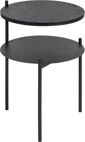 Черно нощно шкафче с дъбов плот Tu – noo.ma