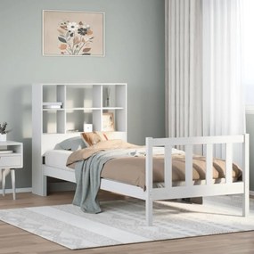 3321699 vidaXL Легло с етажерка за книги, без матрак, 90x200 см, бор масив
