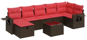 3325520 vidaXL Градински комплект с възглавници, 8 части, кафяв, полиратан