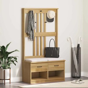 4010491 vidaXL L Дърво за антре SANDNES 87x40x159,5 cm масивна дървесина бор