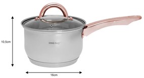 Комплект тенджери и тиган Kinghoff KH 1765, 12 ч, Индукция, Инокс/розово злато