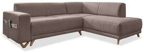 Кафяв разтегателен/с място за съхранение ъглов диван (десен ъгъл/L форма) Classy Sophie – Miuform