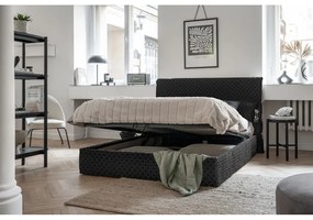 Черно тапицирано двойно легло и решетка160x200 cm Sleepy Luna - Miuform