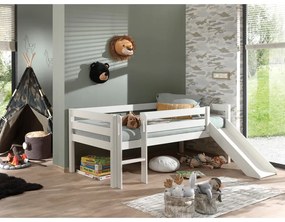 Бяло детско повдигнато легло с пързалка , 90 x 200 cm Pino - Vipack