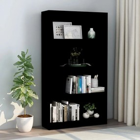Sonata 4-етажна библиотека, черна, 80x24x142 см, ПДЧ