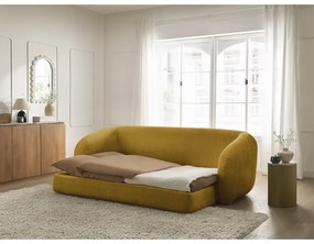 Шенилов сгъваем диван в цвят горчица 228 cm Neyo – Bobochic Paris