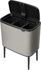 Кош за боклук Brabantia Bo Touch 1010454, 3x11 л, Плавно и безшумно отваряне, Голям отвор, Сив
