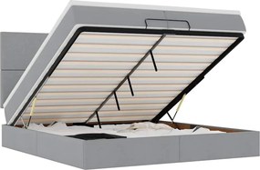 3313948 vidaXL Османска легло с матрак и LED, светлосиво, 200x200 см, плат