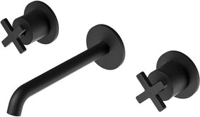 Смесител стена за умивалник с 3 отвора и вентил Clic-Clac Elle Cross La Torre-черен