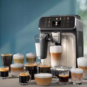 Кафеавтомат Philips LatteGo 5500 EP5543/90, 1500W, 15 bar, 1.8 л, 20 напитки, LatteGo, SilentBrew, QuickStart, Керамична мелачка, Сензорен екран, Бял хром