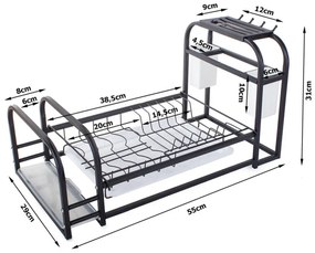 Сушилник за съдове ОЕМ 07131, Поставки за прибори и ножове, Черен