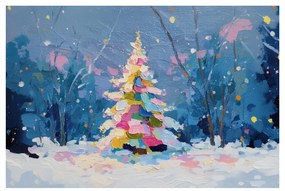 Картина на платно – Коледно дърво в зимен пейзаж