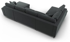 Тъмносив кадифен разтегателен ъглов диван с място за съхранение (ляв ъгъл/U форма) Kyoto – Cosmopolitan Design