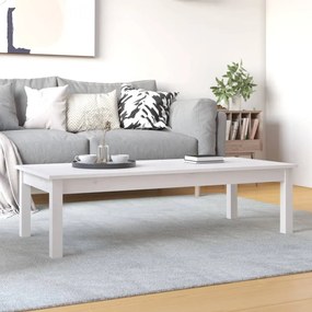 814235 vidaXL Кафе маса, бяла, 110x50x30 см, борово дърво масив