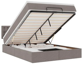 3312482 vidaXL Османска легло с матрак и LED, таупе, 140x200 см, плат