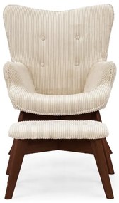 Бежов фотьойл с табуретка от рипсено кадифе Niko – Ropez