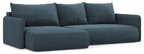 Син разтегателен ъглов диван с място за съхранение (ляв ъгъл) Nanea – Makamii