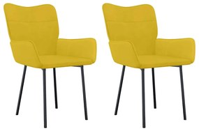 344827 vidaXL Трапезни столове, 2 бр, жълти, кадифе