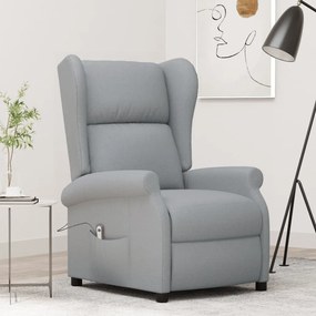 3098319 vidaXL Wingback електрически реклайнер стол, светлосив, текстил