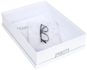 Бяла кутия за съхранение с етикет за име за документи, размер A4 Oskar - Bigso Box of Sweden