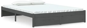 814931 vidaXL Рамка за легло, сива, масивно дърво, 140х190 см