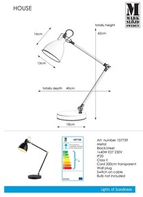 Черна настолна лампа Таблица Черно House - Markslöjd