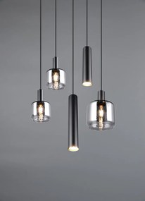 Черно висящо осветително тяло с метален абажур/със стъклен абажур ø 40 cm Mataro – Trio