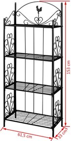 Рафт за цветя, правоъгълен, черен