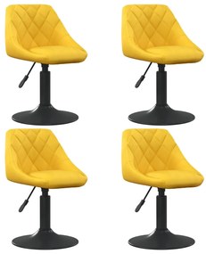 3088798 vidaXL Въртящи се трапезни столове, 4 бр, горчица, кадифе