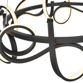 Дизайнерска висяща лампа черна кръгла с 3-степенно димиране - Krisscross